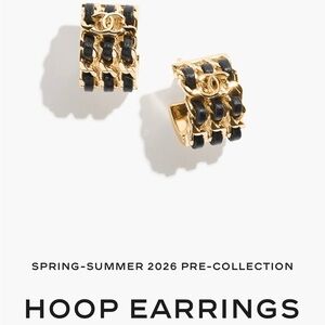Chanel leather & metal Hoop earrings